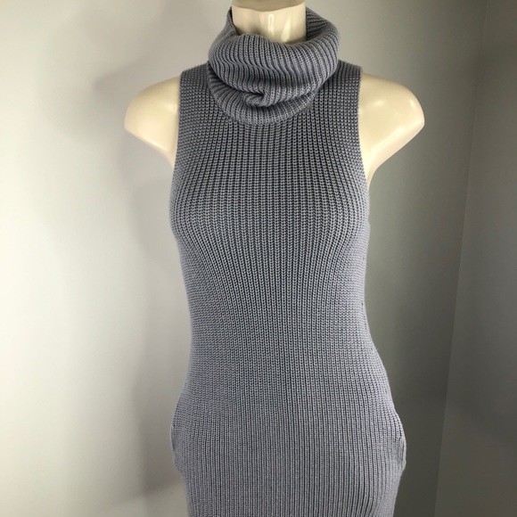 NWOT HAODUOYI grey/blue textured knit dress  M - Picture 2 of 9
